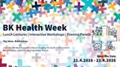 BK Health Week, lunchlezingen, interactieve workshops en avondpanels. 21 tm 23 april TU Delft